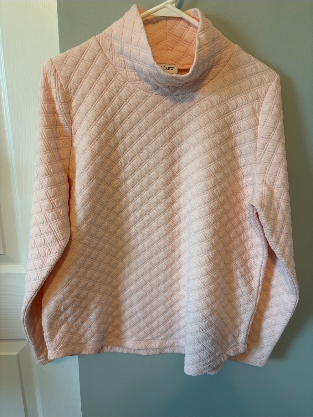 J. Crew Quilted Light Pink Mock Turtleneck Sweatshirt - Women’s M